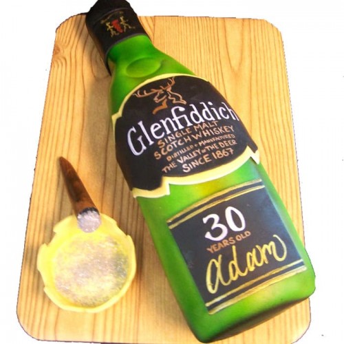 Glenfiddich Scotch Bottle Fondant Cake Delivery in Ghaziabad