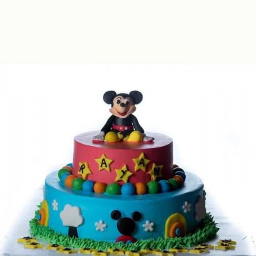 2 Tier Mickey Mouse Designer Cake Delivery in Ghaziabad
