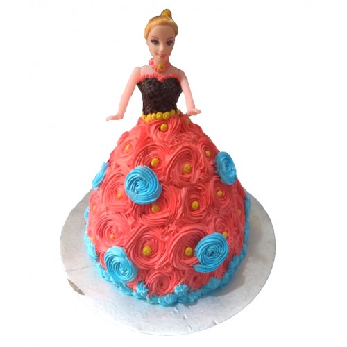 Barbie Doll Cake with Red Roses Dress Delivery in Ghaziabad