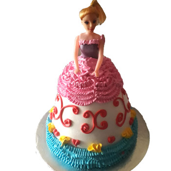Blue & Pink Barbie Doll Cake
