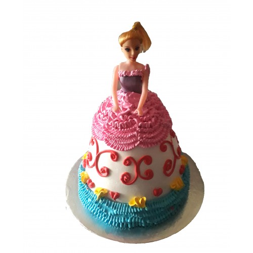 Blue & Pink Barbie Doll Cake Delivery in Ghaziabad