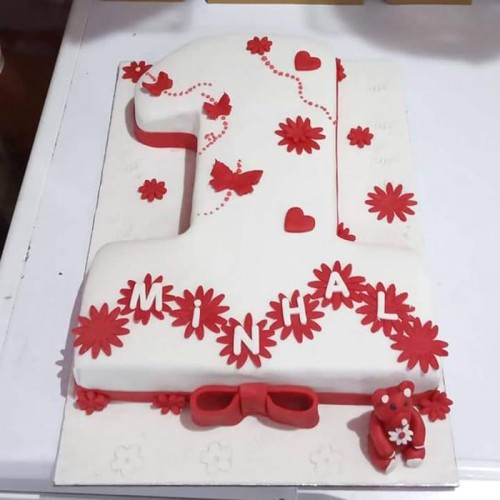 One Number Shape Fondant Cake Delivery in Ghaziabad