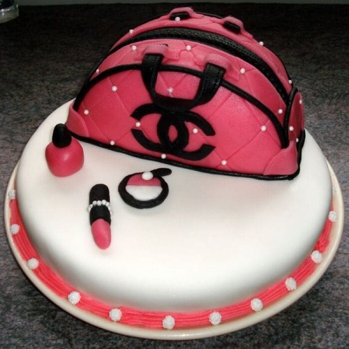 Chanel Bag Themed Fondant Cake Delivery in Ghaziabad