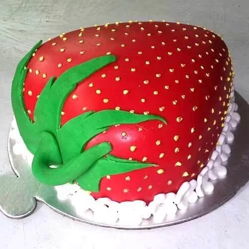 Strawberry Shape Fondant Cake Delivery in Ghaziabad