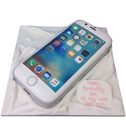 White Iphone Fondant Cake Delivery in Ghaziabad