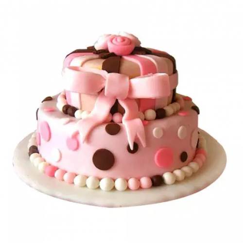 Elegant Pink Fondant Theme Cake Delivery in Ghaziabad