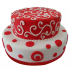 Red & White 2 Tier Fondant Cake