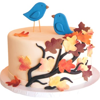 Fall Birds Fondant Cake Fall Birds Fondant Cake