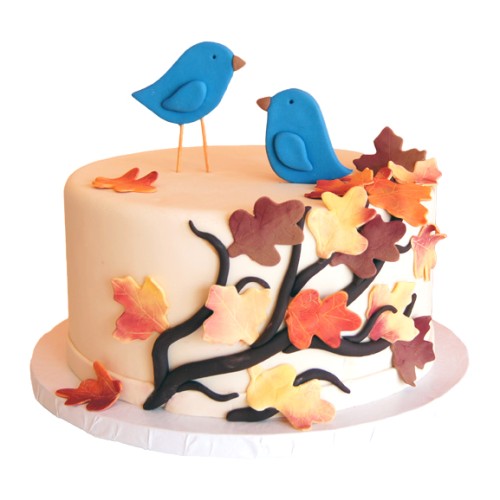 Fall Birds Fondant Cake Delivery in Ghaziabad