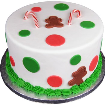 Gingerbread Man Dots Fondant Cake