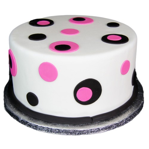 Pink Black Polka Dot Fondant Cake Delivery in Ghaziabad Pink Black Polka Dot Fondant Cake Delivery in Ghaziabad