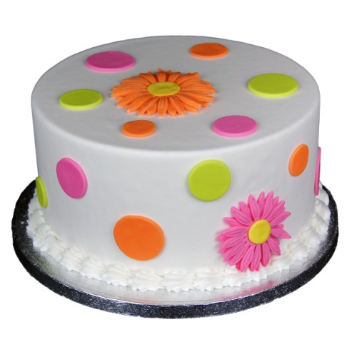 Polka Dot Daisy Fondant Cake Delivery in Ghaziabad