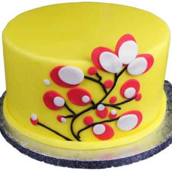 Yellow Flowering Tree Fondant Cake