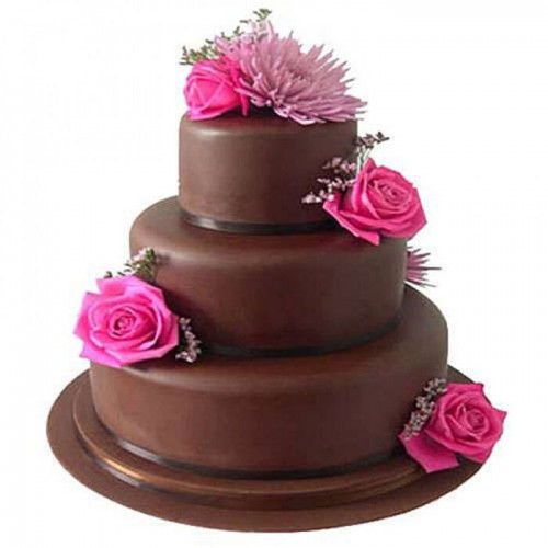 3 Tier Truffle Brown Fondant Cake Delivery in Ghaziabad