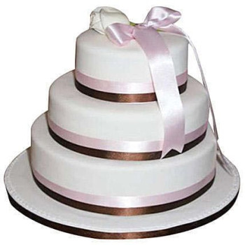 3 Tier White Fondant Chocolate Cake