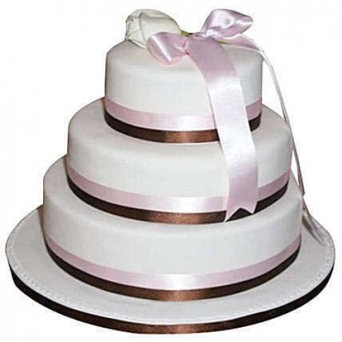 3 Tier White Fondant Chocolate Cake Delivery in Ghaziabad
