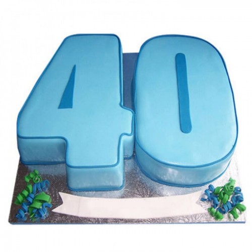 40 Number Blue Fondant Cake Delivery in Ghaziabad
