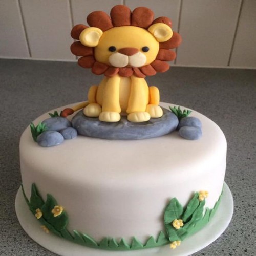 Baby Shower Lion Fondant Cake Delivery in Ghaziabad