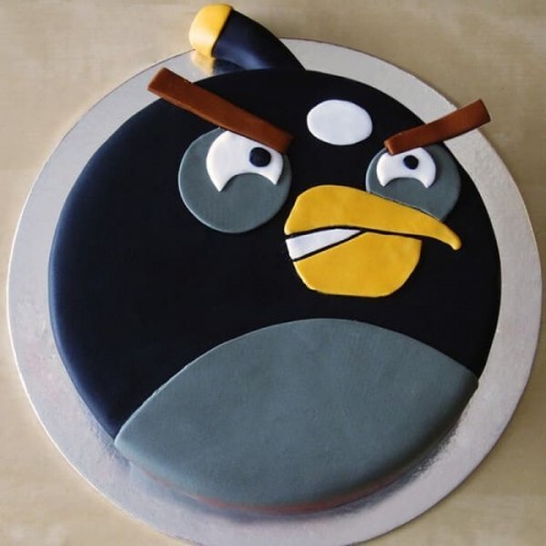 Black Angry Bird Fondant Cake Delivery in Ghaziabad