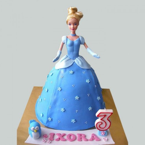 Blue Fondant Barbie Cake Delivery in Ghaziabad