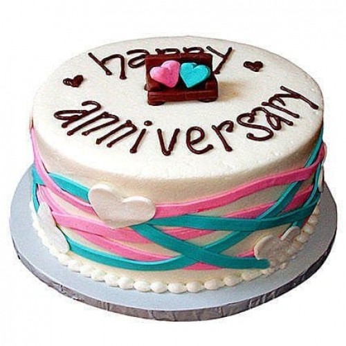 Colorful Anniversary Fondant Cake Delivery in Ghaziabad
