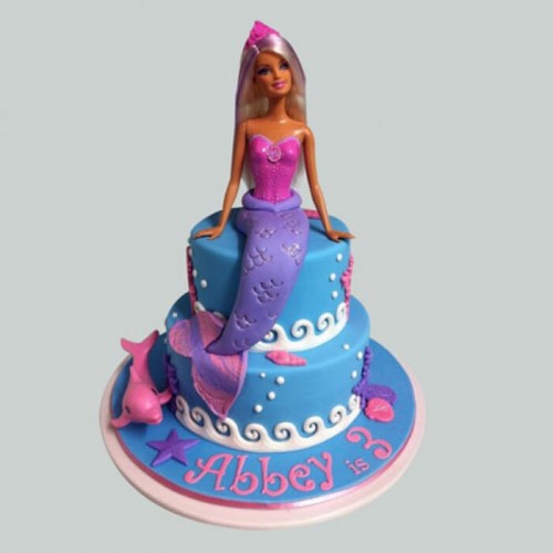 Cute Mermaid Barbie Fondant Cake Delivery in Ghaziabad