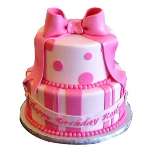 Cute Pink Gift Fondant Cake Delivery in Ghaziabad