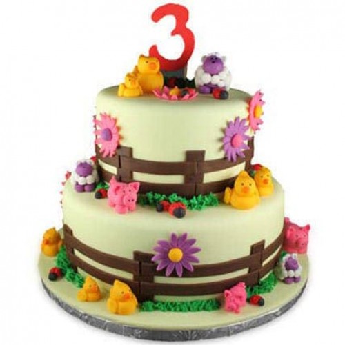 Farm Animals Theme Fondant Cake Delivery in Ghaziabad