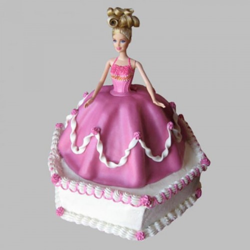 Florid Barbie Fondant Cake Delivery in Ghaziabad