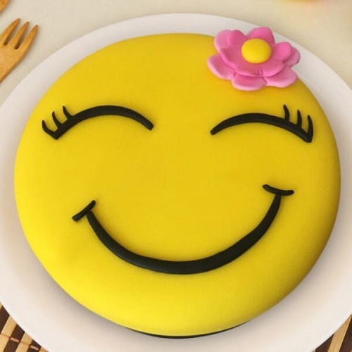 Flower Girl Smiley Fondant Cake Delivery in Ghaziabad