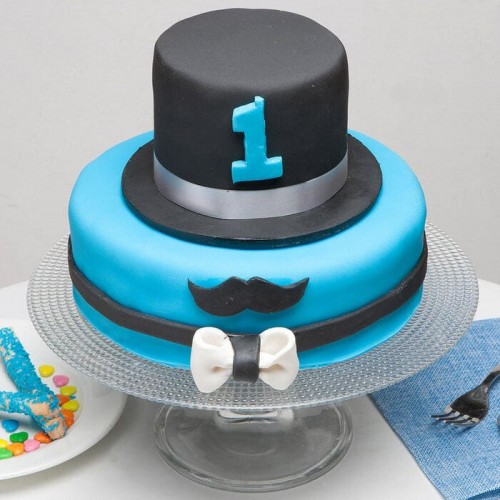 Moustache And Hat Fondant Cake Delivery in Ghaziabad