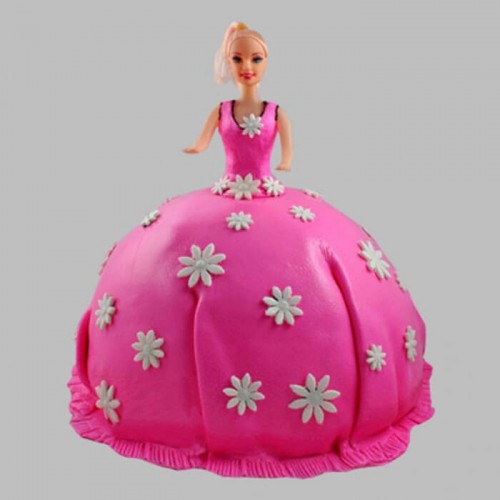 Pink Delight Barbie Fondant Cake Delivery in Ghaziabad