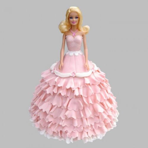 Pink Floral Barbie Fondant Cake Delivery in Ghaziabad