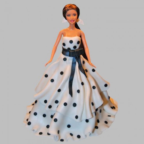Polka Dots Dress Barbie Fondant Cake Delivery in Ghaziabad
