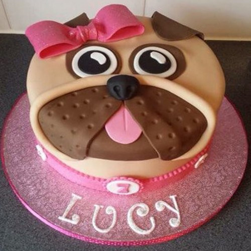 Pug Puppy Dog Face Fondant Cake Delivery in Ghaziabad