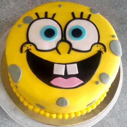 Round Sponge Bob Fondant Cake Delivery in Ghaziabad