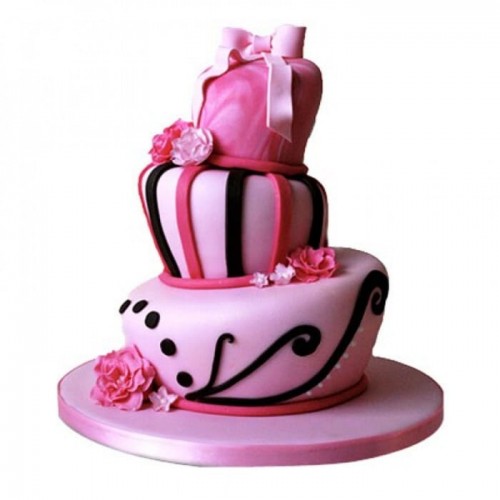 Stunning Pink Wedding Fondant Cake Delivery in Ghaziabad