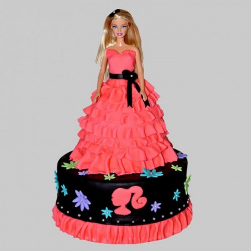 Wavy Dress Barbie Fondant Cake Delivery in Ghaziabad