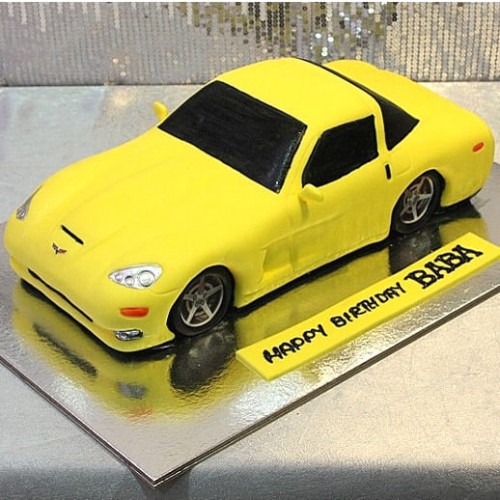 Yellow Customized Car Fondant Cake Delivery in Ghaziabad