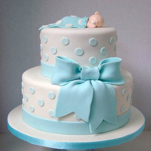2 Tier Baby Shower Designer Fondant Cake Delivery in Ghaziabad