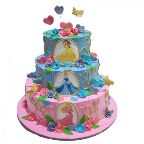2 Tier Disney Princess Cream Cake Delivery in Ghaziabad