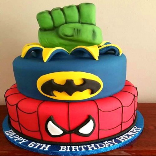 2 Tier Marvel Avengers Fondant Cake Delivery in Ghaziabad