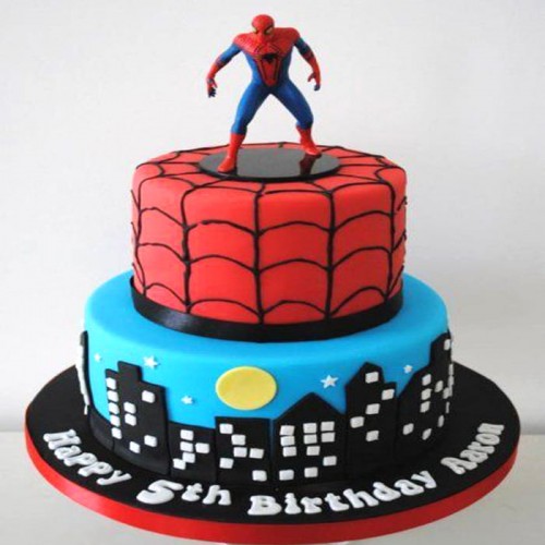2 Tier Spiderman Fondant Cake Delivery in Ghaziabad
