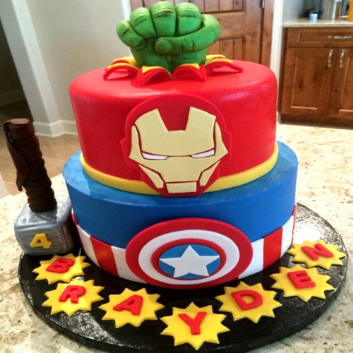 2 Tier Superhero Avengers Theme Cake Delivery in Ghaziabad