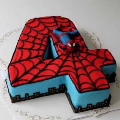 4th Birthday Spiderman Fondant Cake Delivery in Ghaziabad