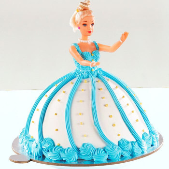Blue Barbie Doll Cream Cake
