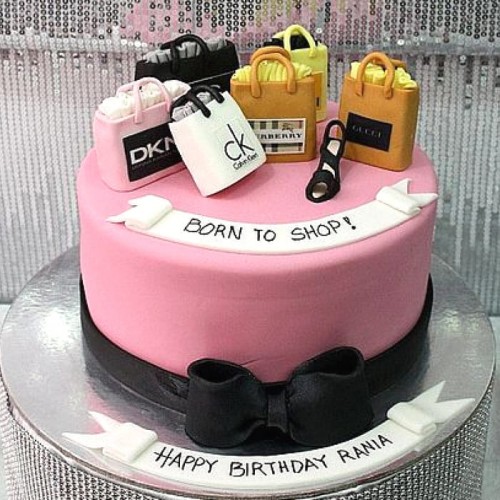 Born To Shop Fondant  Cake Delivery in Ghaziabad