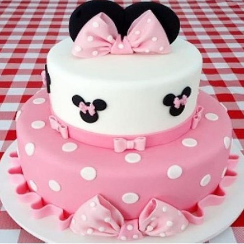 Minnie Mouse Pink & White Fondant Cake Delivery in Ghaziabad
