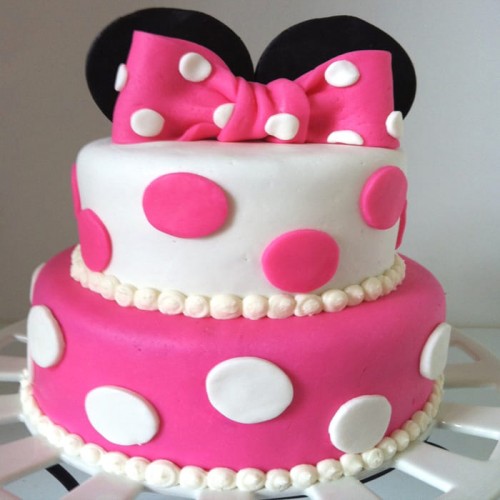 Minnie Mouse Theme 2 Tier Cake Delivery in Ghaziabad