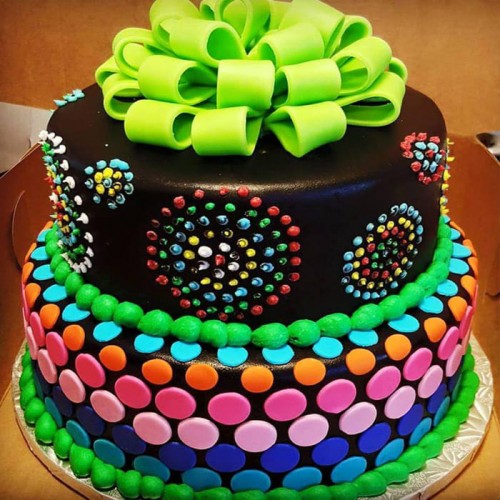 Neon Glow Birthday Fondant Cake Delivery in Ghaziabad
